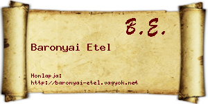 Baronyai Etel névjegykártya